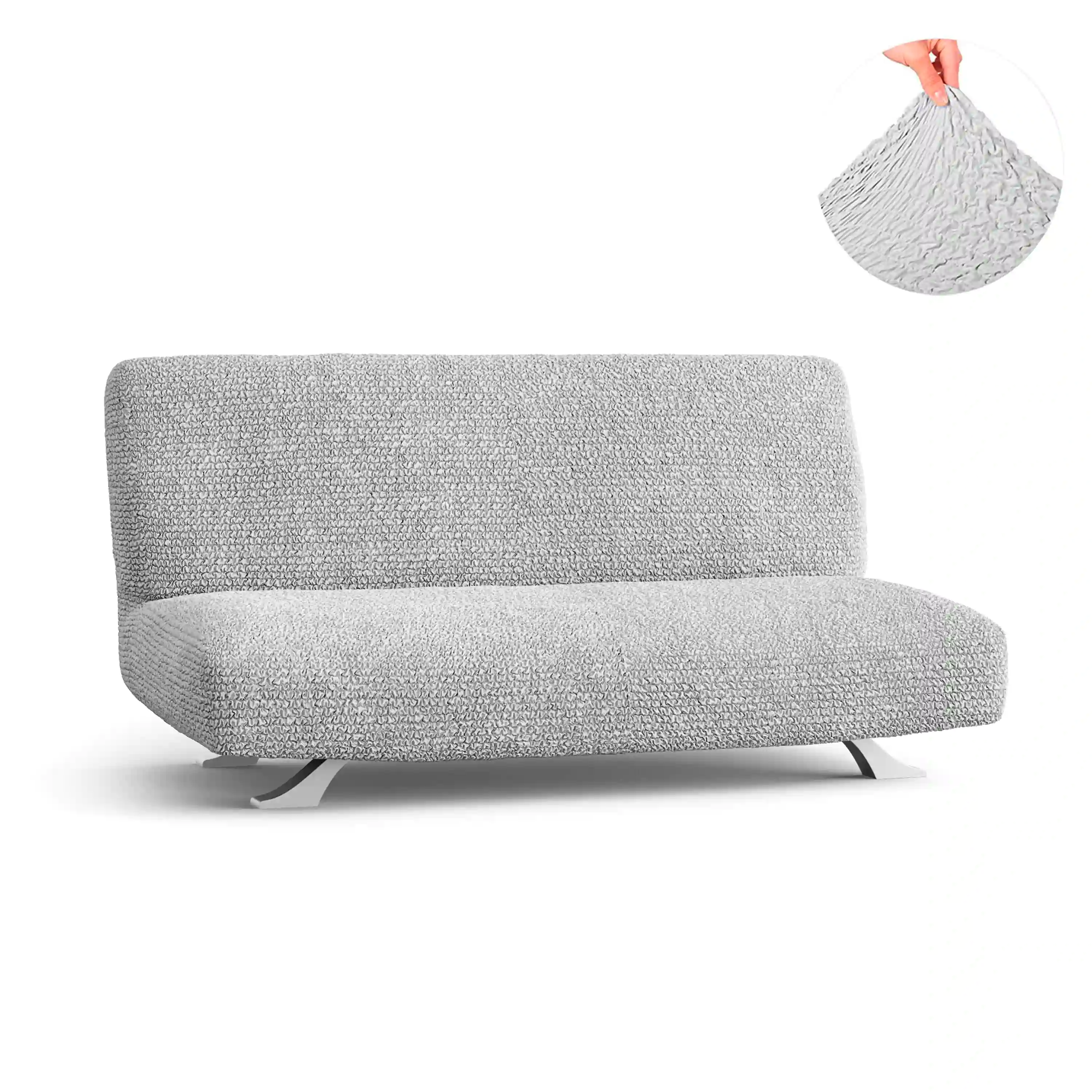 Futon Armless Sofa Bed Slipcover - Pearl, Microfibra